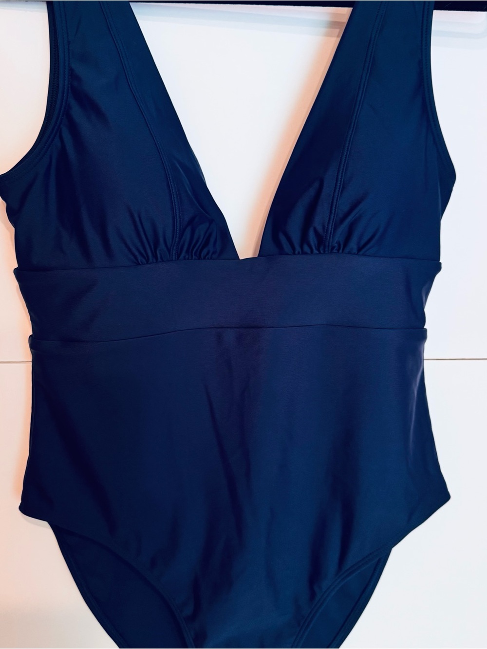 NWT Quince Italian Plunge One-Piece Swimsuit Deep Navy XL - Picture 7 of 10